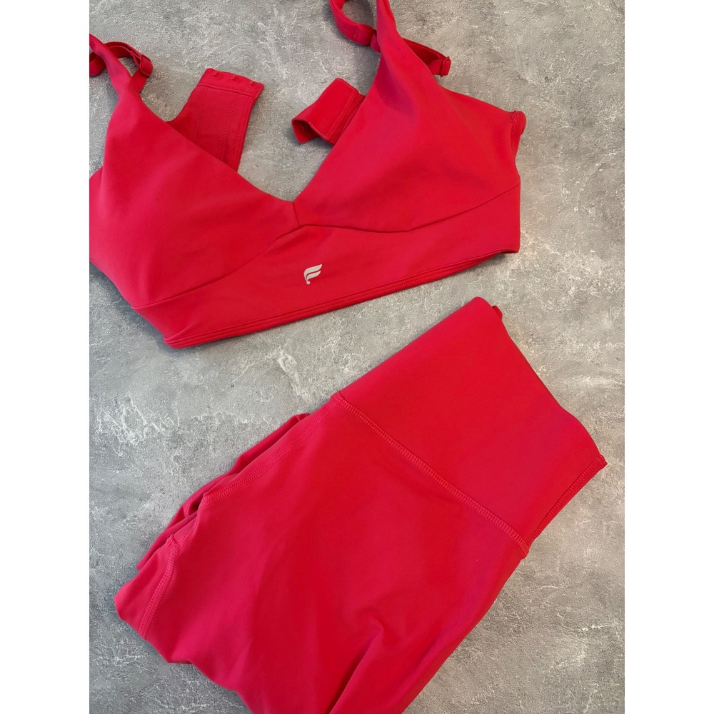 Fabletics Hot Pink Activewear Set Sports Bra and High Waisted Leggings 2 Piece